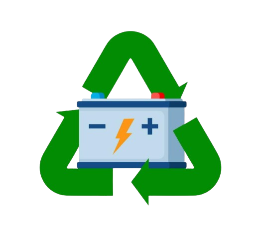 Lead Acid Car Battery with green recycling triangle symbol